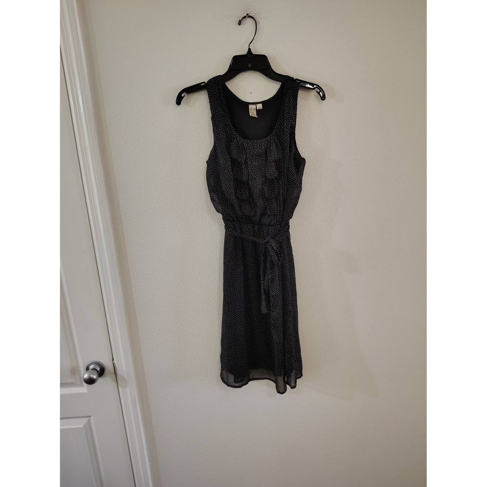 Emma & Michele  Black White‎ Polka Dot Ruffle Sleeveless Belted Dress Size 6